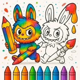 Çocuklar İçin Şirin Labubu Boyama Kitabı