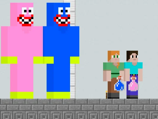 Huggy Kissy Steve'e Karşı: Minecraft Kaosu!
